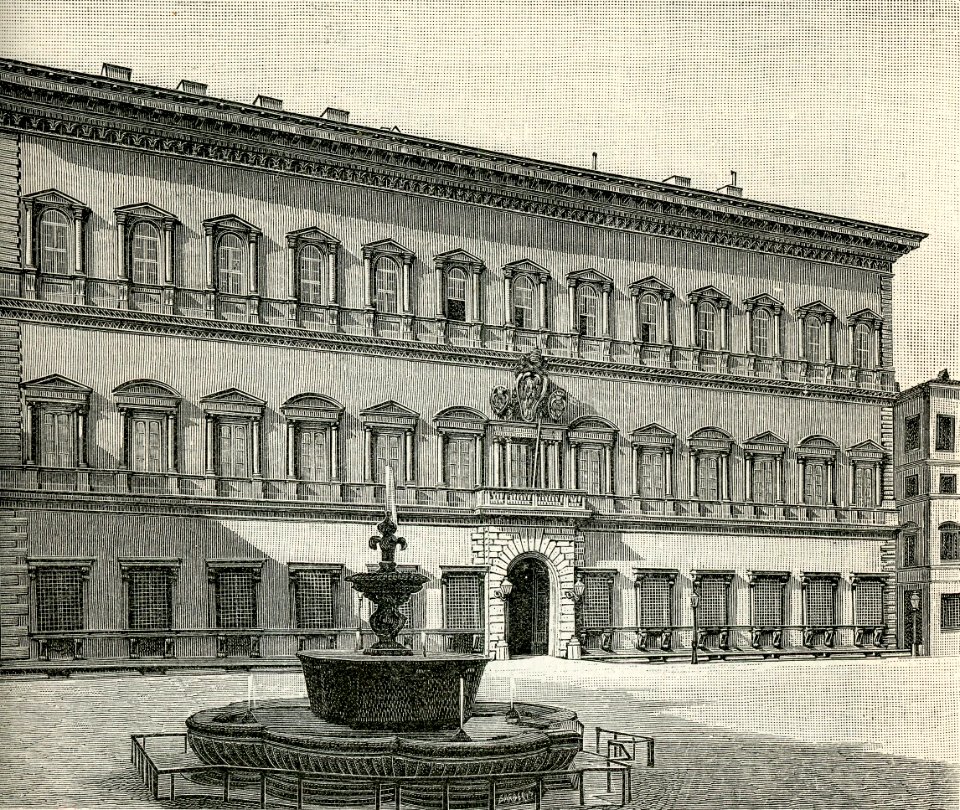 Roma Palazzo Farnese xilografia