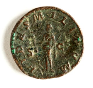 Romerskt bronsmynt med gudinnan Fides, 238-239 - Skoklosters slott - 110743