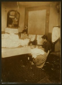 Rose Vetrano, 9 yrs. old, helping her mother on corset-covers, 71 Sullivan St., 3rd floor back. LOC nclc.05483