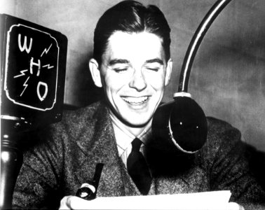 Ronald Reagan as a WHO Radio announcer in Des Moines, Iowa