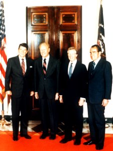 Ronald Reagan, Gerald Ford, Jimmy Carter, and Richard Nixon