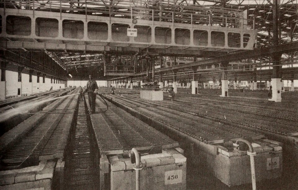Room where copper is electrolyzed at the Gecamines Luilu refinery near Kolwezi
