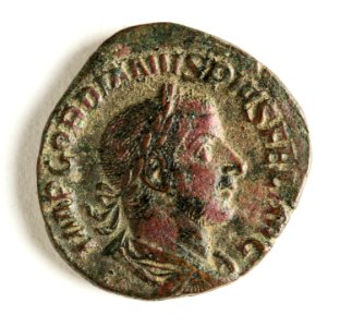 Romerskt bronsmynt med Gordianus III, 243-244 - Skoklosters slott - 110734