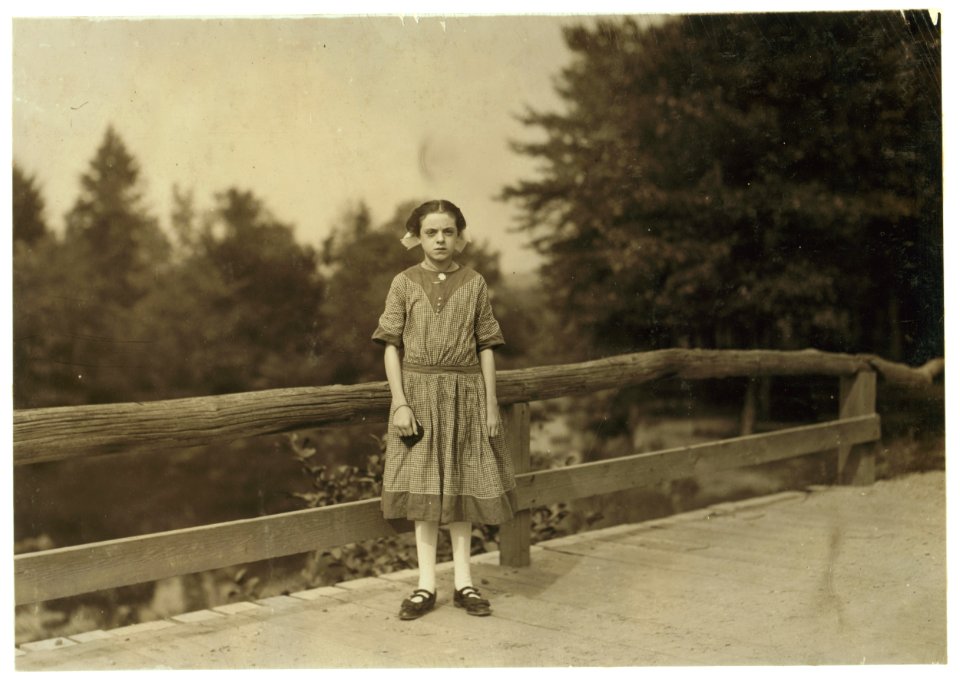 Rosina Goyette, Maple St. Apparently 12 but says she is 14; has steady job doffi(ng) and spinning in Spring Village Mill. She said at first she had been working six months, later she changed LOC nclc.02301