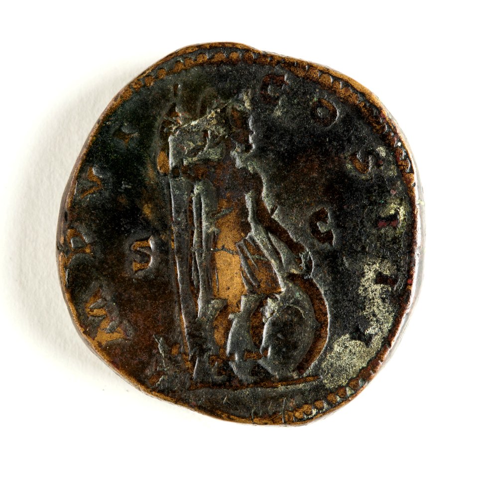 Romerskt bronsmynt, guden mars, 171-172 - Skoklosters slott - 110680