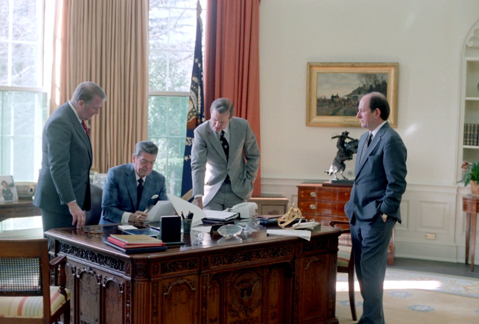 Ronald Reagan, Michael Deaver, James Baker, and Ed Meese