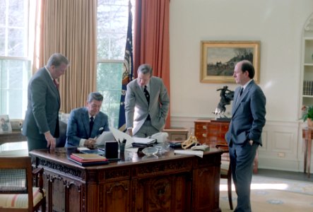 Ronald Reagan, Michael Deaver, James Baker, and Ed Meese