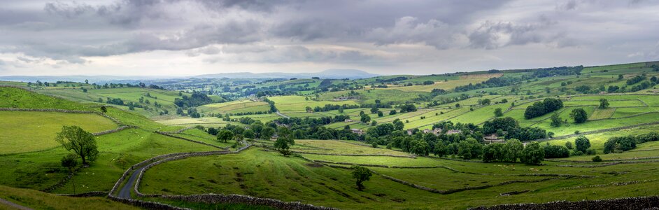Yorkshire dales dry stone wall sky photo