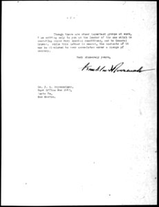 Roosevelt letter for Oppenheimer p2