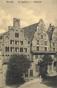 Rostock, Hansestadt, Mecklenburg-Vorpommern - Giebelhäuser, Nikolaikirche (Zeno Ansichtskarten)