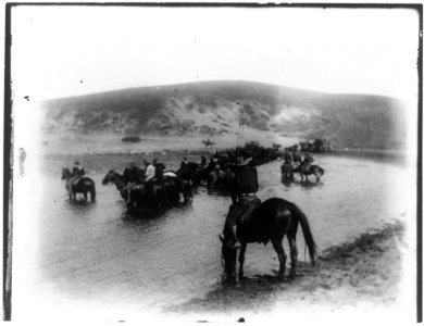 Rough riders on horseback in water at Montauk Point LCCN96503330