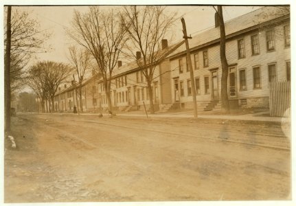 Row of mill houses belonging to Holden, Leonard Co., woolen mill, Bennington, Vt. Rents are from $6 to $8 a month. LOC nclc.01736