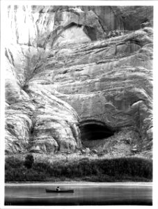Rowboat on the Colorado River in Glen Canyon near Lee's Ferry at the eastern end of the Grand Canyon, 1900-1930 (CHS-3901)