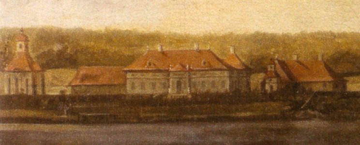 Royen, Willem Frederik van - Zwergsäger auf der Havel bei Caputh - Detail Schloss Caputh (Farbe)