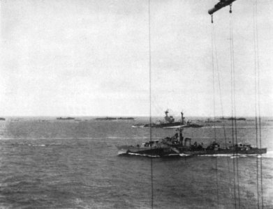 Royal Norwegian Navy destroyer KNM Svenner (G03) underway with a convoy, in 1944