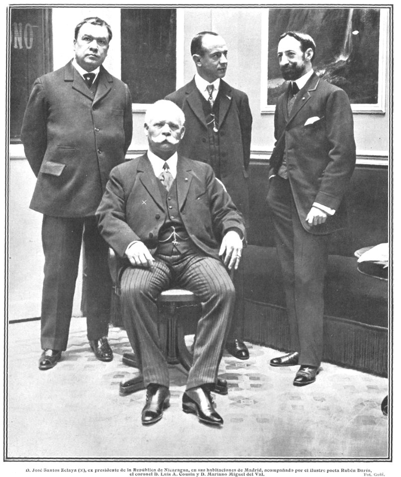 Rubén Darío, José Santos Zelaya, Luis A. Cousin y Mariano Miguel del Val, de Goñi