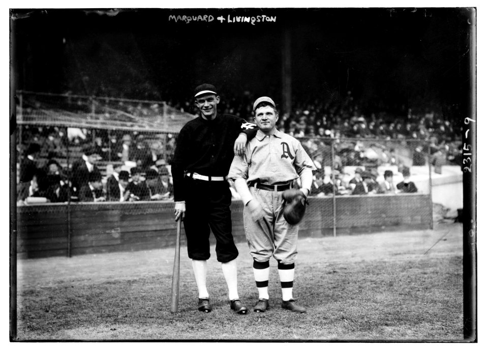 Rube Marquard, New York, NL & Paddy Livingston, Philadelphia, AL at World Series (baseball) LCCN2014689849