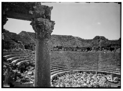 Ruins of Jerash (Gerasa). Jerash, south theatre. View of the seats taken from the stage. LOC matpc.02746