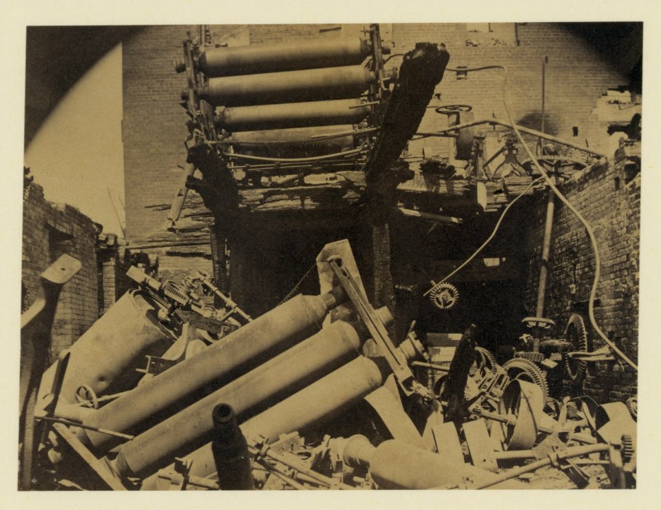 Ruins of paper mill and railroad bridge, Richmond LCCN91787370