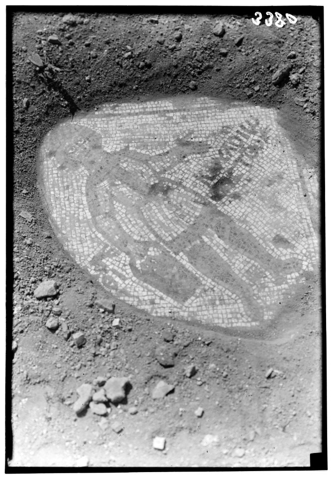 Ruins of Jerash (Gerasa). Jerash mosaic. Section showing a figure in floor of church of Sts. Cosmos and Domianos LOC matpc.00212