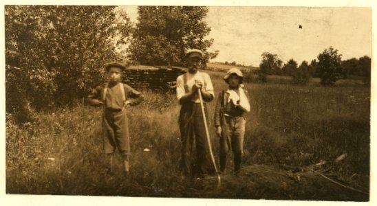 Rural Accident. Mr. Stewart is running a farm of 135 acres with the help of his wife and these two boys of eleven and twelve years. See Hine Report, August 1915. LOC nclc.00304