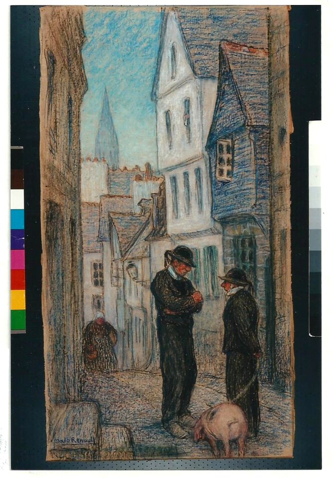 Rue de Quimper, Pastel, Malo-Renault (1870-1938), Musée de Bretagne