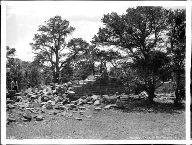 Ruins of the fortress on the mesa at Cibolleta, New Mexico, ca.1898 (CHS-4554)