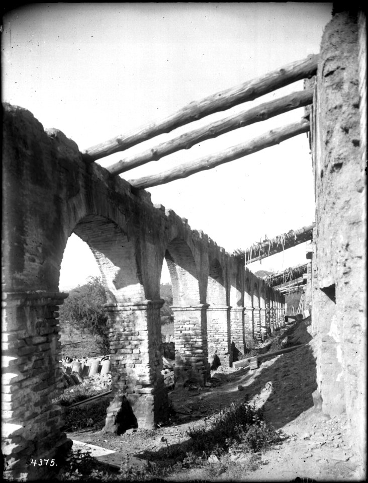 Ruins the south corridor of Mission San Antonio de Padua, California, ca.1906 (CHS-4375)