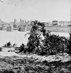 Ruins of Mayo's Bridge; the city beyond