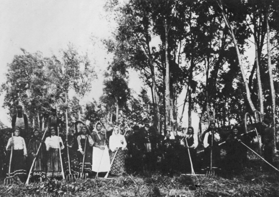 Russischer Photograph - Landarbeiterinnen und Landarbeiter (Zeno Fotografie)