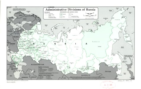 Russia (Federation) Administrative and political divisions, 1993