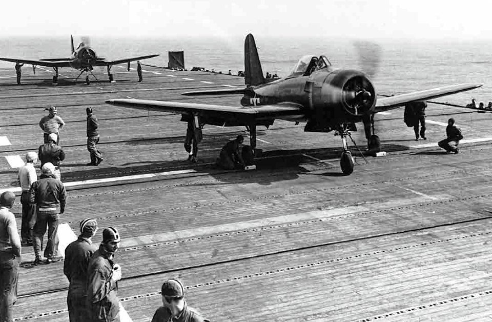 Ryan FR-1 Fireballs aboard USS Ranger (CV-4), in May 1945 (USN 1053774)