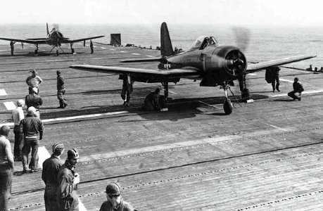 Ryan FR-1 Fireballs aboard USS Ranger (CV-4), in May 1945 (USN 1053774)