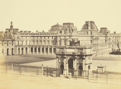 Réunion des Tuileries au Louvre 1852–1857 Getty Museum vol1 06 Arc de Triomphe du Carrousel and the Cour Napoléon from the Tuileries