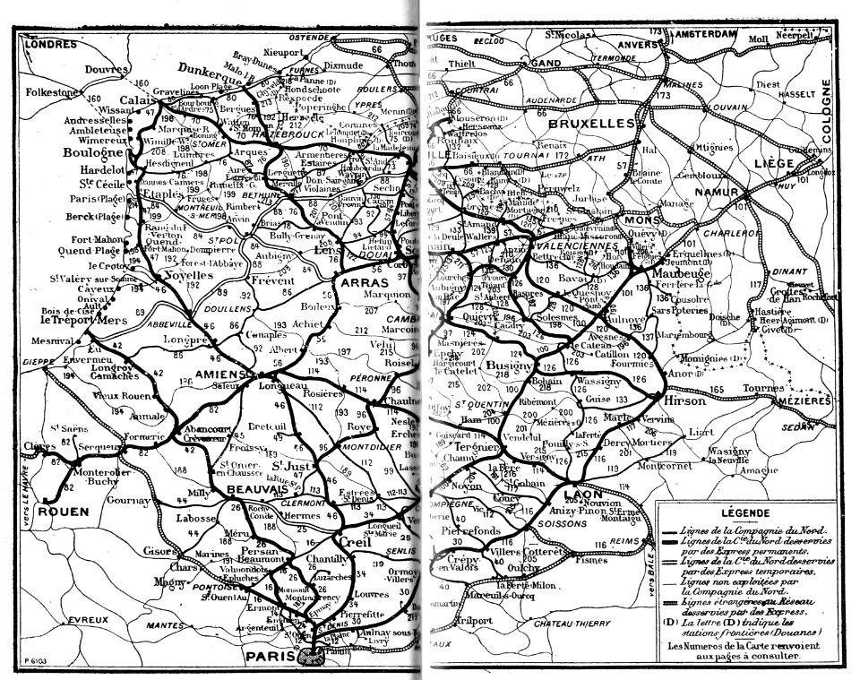 Réseau de la Cie du Nord - Chaix 1914