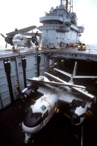 S-2E Trackers on Barzilian carrier Minas Gerais (A11) in 1984