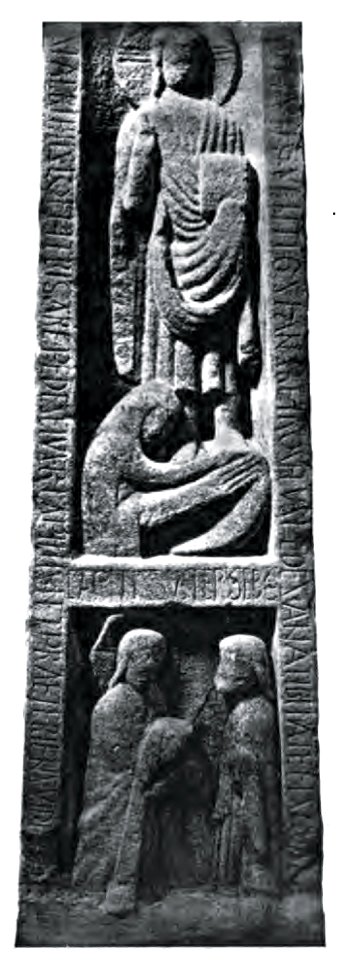 Ruthwell Cross, South Face, Anointing of Christ's Feet, and Healing of the Blind Man