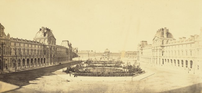 Réunion des Tuileries au Louvre 1852–1857 Getty Museum vol1 05 View of the Cour Napoléon toward the Tuileries