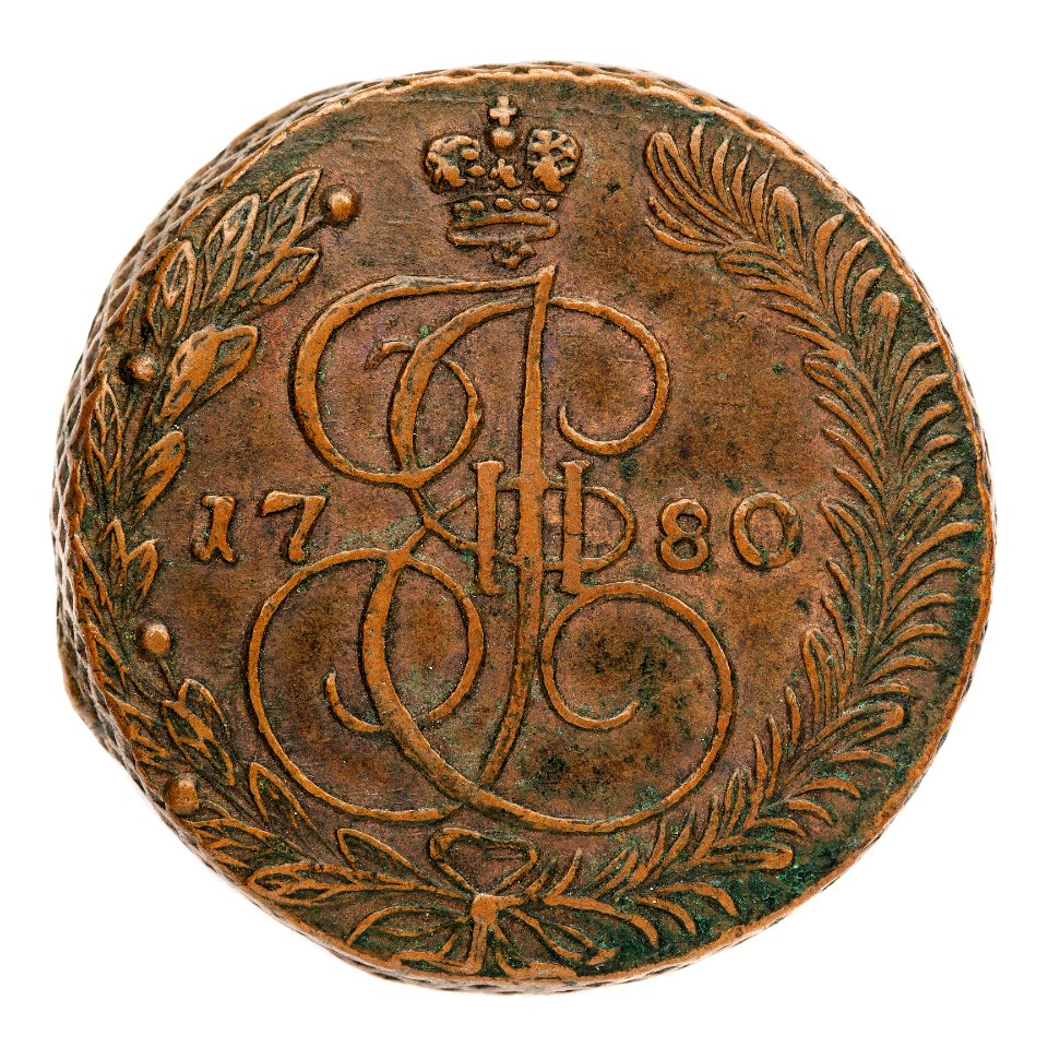 Ryskt mynt av koppar, Ekatharina II Imperatrix, 1780 - Skoklosters slott - 108162