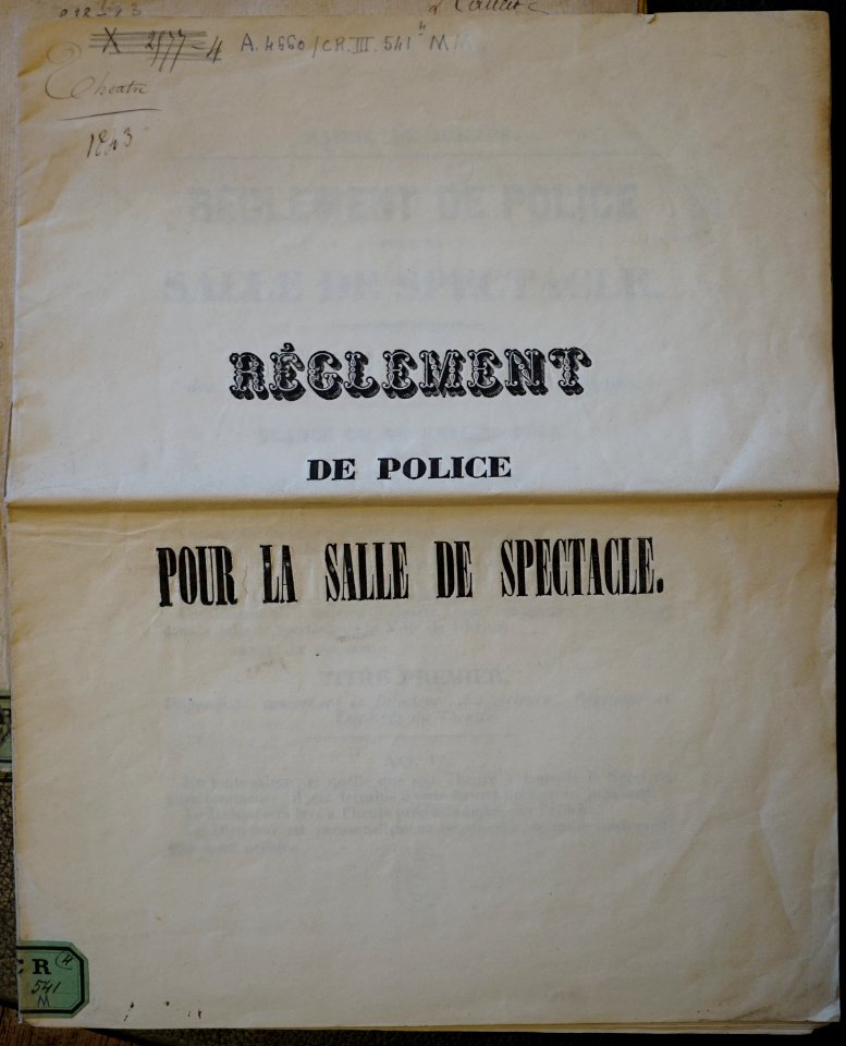 Règlement de police pour la salle de spectacle 39549