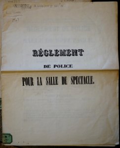 Règlement de police pour la salle de spectacle 39549