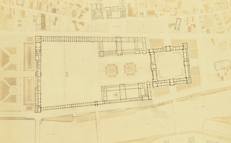 Réunion des Tuileries au Louvre 1852–1857 Getty Museum vol1 03 Plan for the Nouveau Louvre by Visconti – Getty Museum