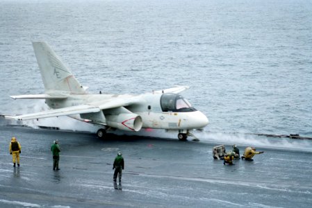 S-3A of VS-28 is launched from USS Forrestal (CV-59) in 1988