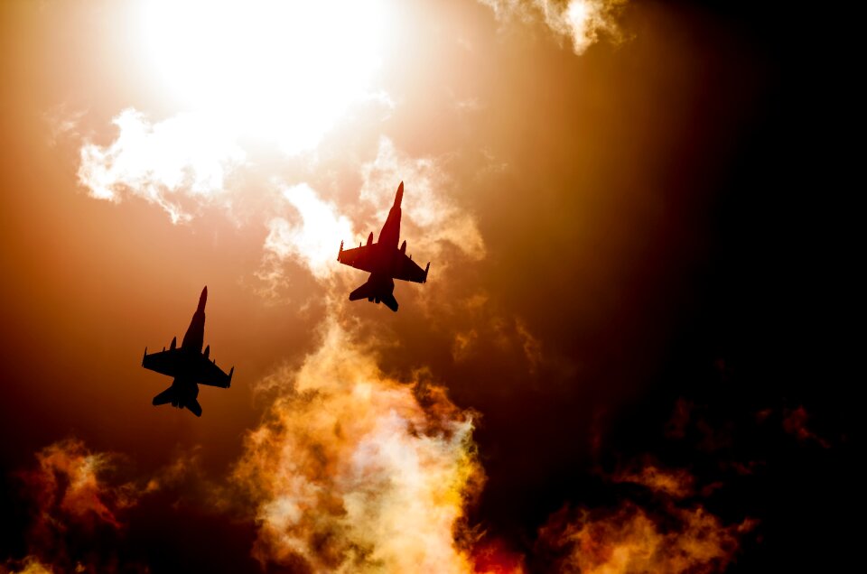 Fighter planes military aircraft sunset