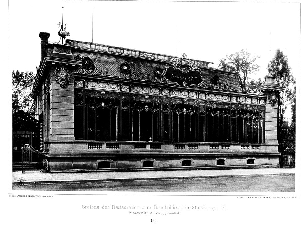Saalbau der Restauration zum Baeckhiesel in Strassburg Architekt M. Schopp, Tafel 12, Kick Jahrgang II