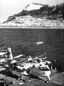 S2F-1 Tracker of VS-39 on USS Leyte (CVS-32) off Gibraltar in November 1957