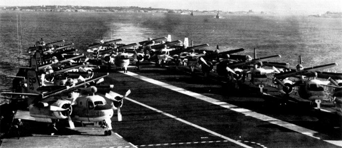 S2F-1 Trackers of VS-31 on USS Antietam (CVS-36) in 1956