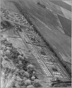 Sacramento, California. Air view of Winters Farm Works Community (F.S.A.) with farm labor homes (F.S . . . - NARA - 521767 photo