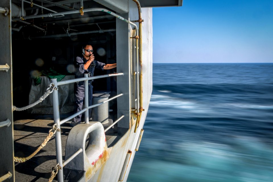 Sailor stands watch. (26970159569)