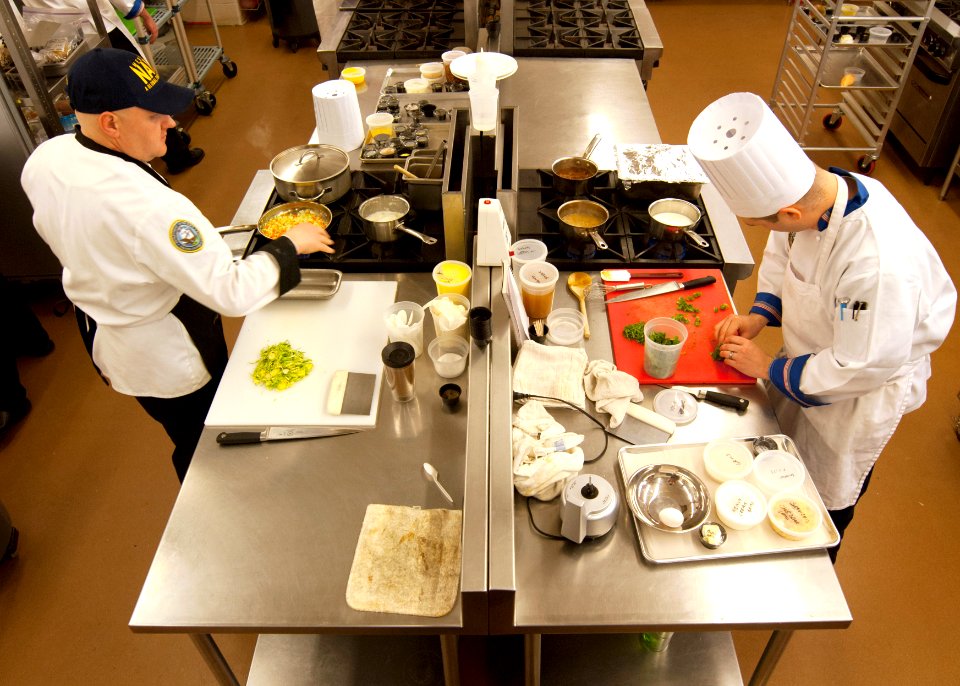 Sailors cook in a military competition. (8573734365) photo